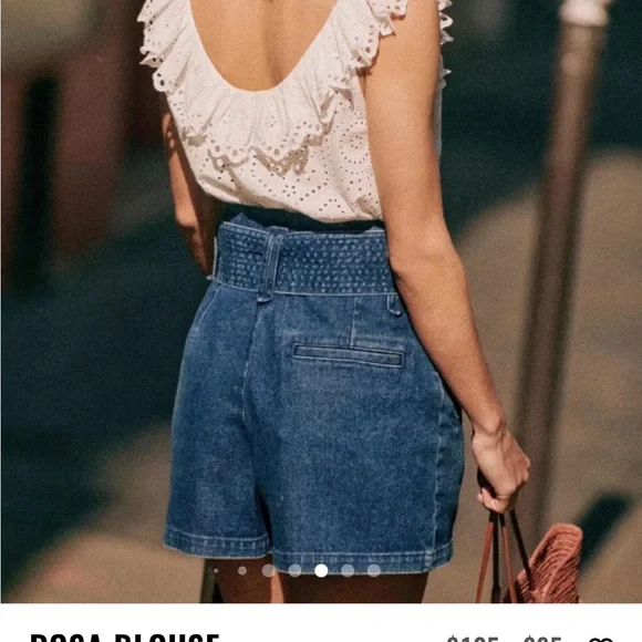 Sezane 100% cotton flutter sleeve blouse - Picture 2 of 9